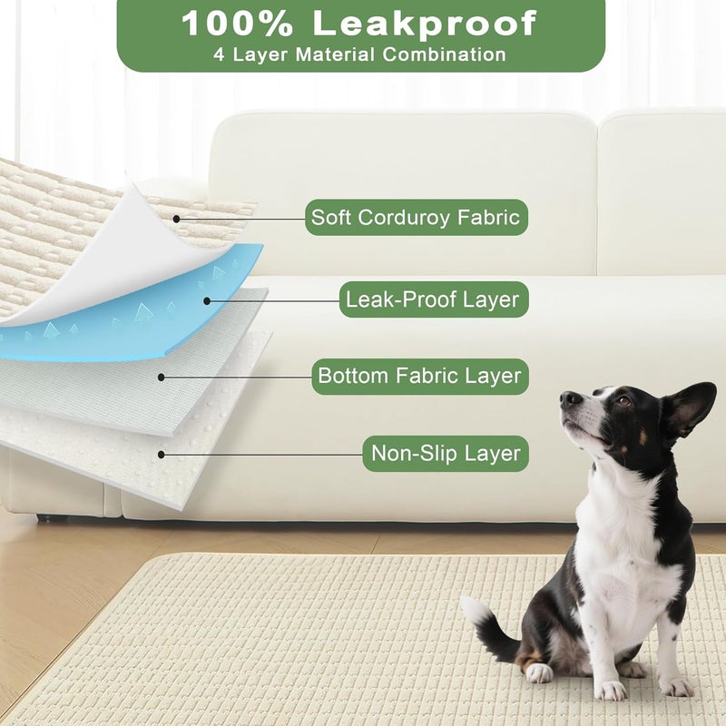 Sinotalent Washable Pee Pads for Dogs, Reusable Puppy Pads Dog Pads, Non-Slip Dog Pee Pads, Leak-Proof Pet Pee Pads Wee Wee Pads for Dogs. (Cream White, 18"x24"(Pack of 2)) - Image 4